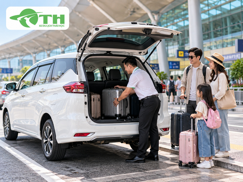 Minh họa: Chuẩn bị hành lý và xác nhận nhà ga trước chuyến đưa đón sân bay